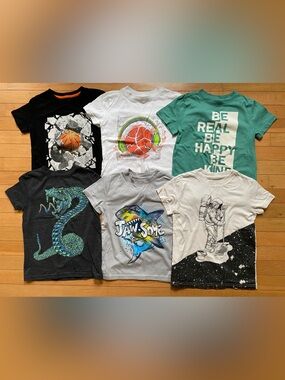 Cat & Jack Old Navy Kids Graphic Short Sleeve Tee 6pc Bundle/ Lot  Size XS (4/5)